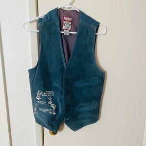 Warner Bros. Teal Suede Vest with Looney Tunes Patch